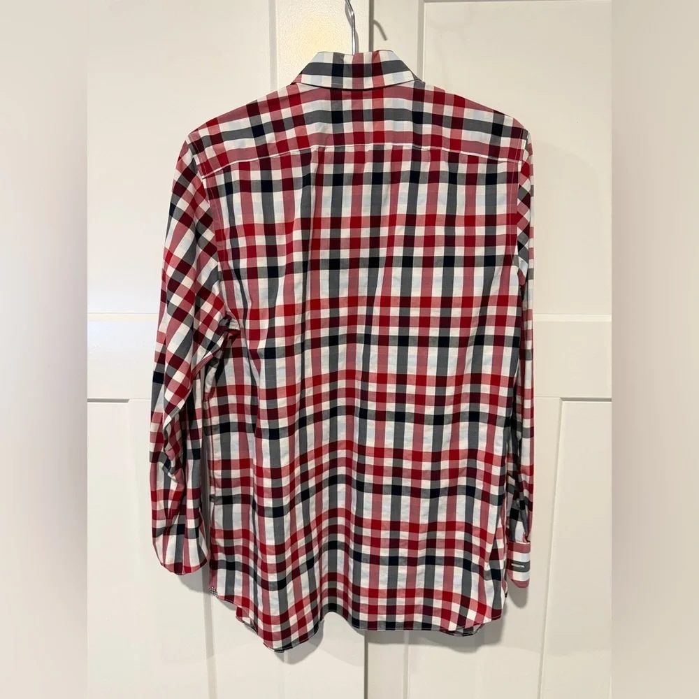 Banana Republic Red and Black Plaid Non-Iron Shirt